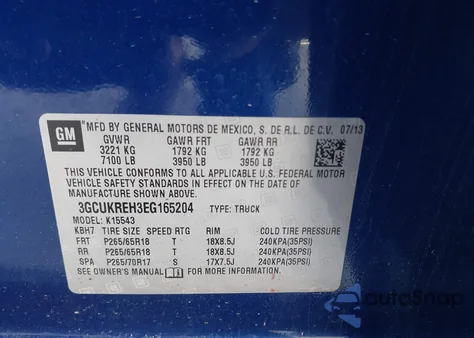 2014 Chevrolet Silverado 1500 2Lt from USA, damaged, VIN 3GCUKREH3EG165204